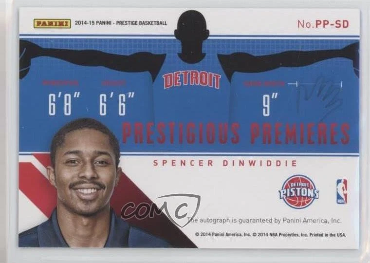 2014-15 Panini Prestige Plus Spencer Dinwiddie #PP-SD Rookie Auto RC - Image 2 of 2