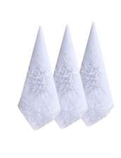 Ladies White Embroidery Cotton Handkerchiefs Classic Wedding Hankies Soft