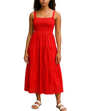 ZARA Orange Dress Size XS Straps Elastic Bodice Fit & Flare Midi Party Travel