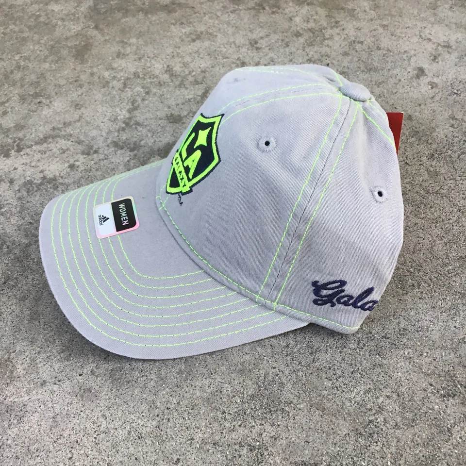 NUEVO CON ETIQUETAS LA Los Angeles Galaxy Gorra con tirantes Adidas MLS 2014 Gris Verde Mujer Foto 3 de 4