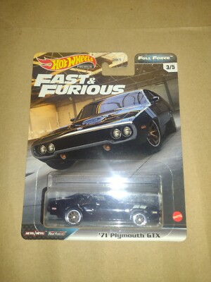 2020 Hot Wheels Fast and Furious Premium Full Force 1971 Plymouth GTX Black RRs