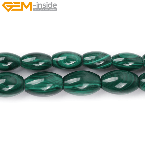 A+ Malachite Olivary Rice Natural Gemstone Grade Beads For Jewelry Making 15" UK - Picture 24 of 24