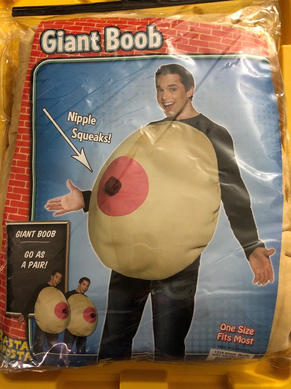 Funny halloween costume big boobs Rasta Imposta Giant Boob With Squeaky Nipple Costume Adult One Size For Men And Women Adult Sized Silly Funny Humorous Costume Dress Outfit For Halloween Events R Rated X Rated College Humor Over 21