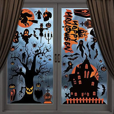 Decoración Halloween Ventanas Y Puertas - Adhesivo Zombi 120x80 Cm, Con Manchas De Sangre, Fácil Instalación