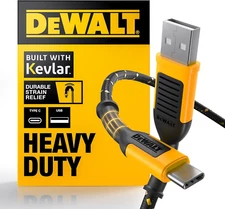 DEWALT USB C Cable, Premium Braided Nylon USB a to Type C Charger Cable Fast Cha