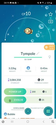 Pokemon Go Shiny Tympole (Stufe 1)