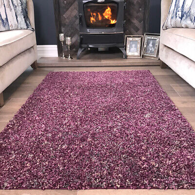 Modern Thick Soft Two Tone Purple Shaggy Rugs Non Shed Mottled Shag Carpet Rug