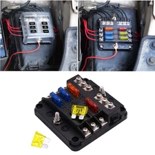 6Way Car Boot Power Distribution 12/24V Blade Fuse Holder Box Block Panel Board