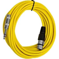 25 Foot Yellow XLR Female to TRS Patch Cables PA DJ Cords XLRF to 1/4"
