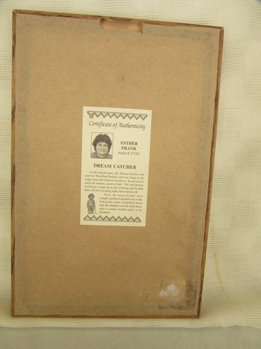 VTG DREAM CATCHER BY ESTHER FRANK, CERTIFICATE OF AUTHENTICITY, ARTIST # 27192 - Picture 2 of 2