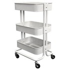 White 3-Tier Solid Steel 31" Rolling Utility Cart, Swivel Casters, 50lb Capacity