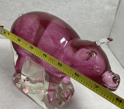 Pink Pig Piggy Paperweight Dynasty Gallery 5"x8" Large Glass Figurine Gift - Picture 4 of 20