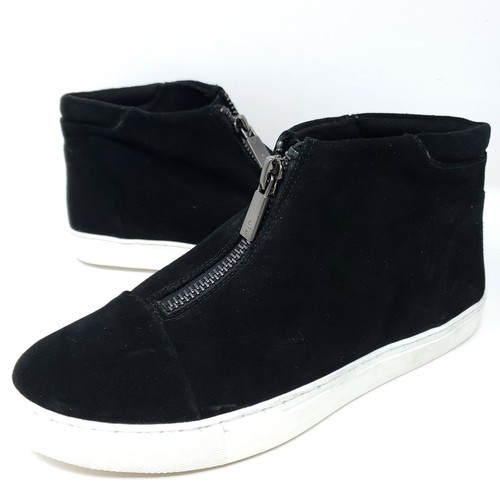 Kayla Black Suede Sneakers Booties Zip 