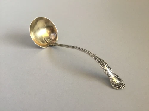 CREAM LADLE, STERLING GILDED BOWL, GORHAM CAMBRIDGE PATTERN pat1899. USA