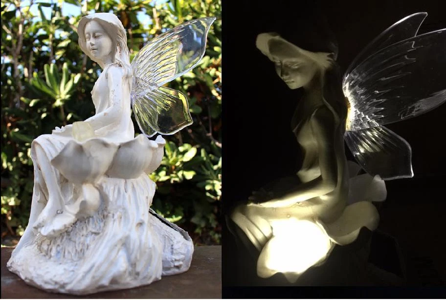 Outdoor Garden Decor Solar Fairy Angel/Cherub Statue Sculpture Light LED - Image 3 of 4