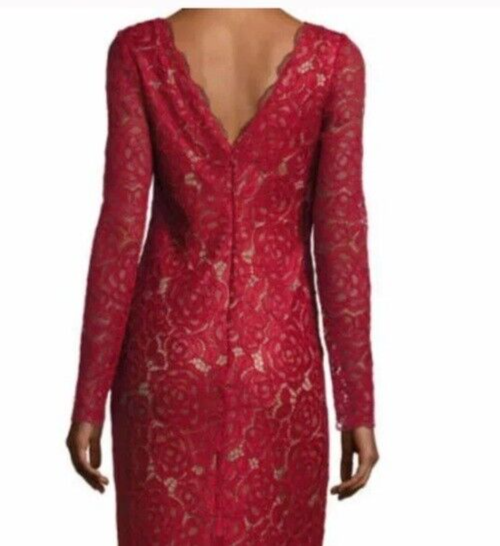 Vera Wang Red Lace Long Sleeve Double V-Neck Cocktail Dress Size 2 NWT $258 | eBay Vera Wang Red Lace Long Sleeve Double V-Neck Cocktail Dress Size 2 NWT $258 | eBay