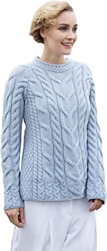 Aran Raglan weicher Pullover aus Merinowolle Damen irisch hergestellt Kabelstrickpullover - Bild 13 von 28