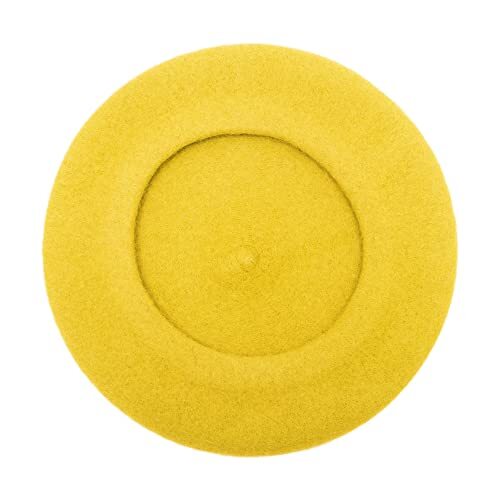 Wool French Beret Hat Solid Color Beret Cap for Women One Size Basic Yellow - Picture 4 of 6