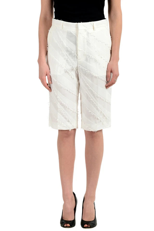 Pantalones Cortos Hugo Boss Para Mujer "HIMANDU180" Off White Bermudas EE. UU. 0 IT 36