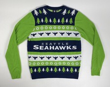 NFL Team Apparel Mens Size XL Seattle Seahawks Green Blue Christmas Sweater