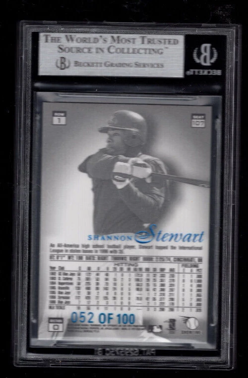1997 FLAIR SHOWCASE ROW 1 LEGACY COLL #107 SHANNON STEWART #/100 BGS 8.5 w/9.5 - Image 2 of 2