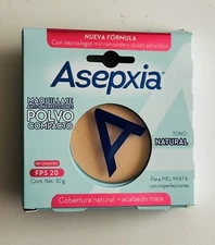 Maquillaje En Polvo Asepxia Anti Imperfecciones Tono Natural, 10 g, FPS 20