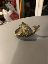 Ancien Cendrier Poisson en Bronze signé Collini Zoomorphe bouche vintage