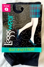 VTG 90s..LEGGS..SILKY OPAQUE TIGHTS SPANDEX..NEW..USA..BLACK..NEW..sz Q