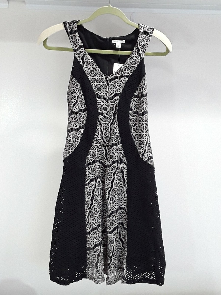 NWT Cato womens size 4 black lace dress with tan lace insets sleeveless NWT Cato womens size 4 black lace dress with tan lace insets sleeveless