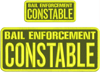 B E CONSTABLE EMBROIDERY PATCH 4X10 & 2X5 HOOK ON BACK YELLOW ON OD GREEN