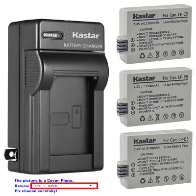 LP-E5 Battery or Wall Charger for Canon Rebel XSi, Rebel XS, Rebel T1i, 450D