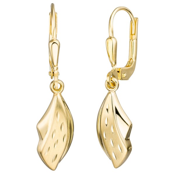 Ohrringe OhrhäNger Boutons Aus 333 Gold Gelbgold Teilmattiert Damen-image
