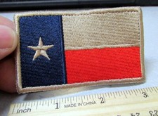 NEW Embroidered Patch hook n loop on back Patch, Texas Flag 3 x 2 w/ tan bar