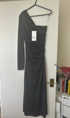 ice grey bridesmaid dresses Trellis Lane CHARLIE One-Shoulder Evening Dress – One Honey Australia