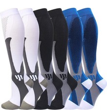 Double Couple 6 Pairs Compression Socks for Men Women 20-30mmhg Knee High Sup...