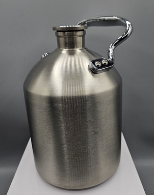 Half Gallon / 2L Stainless Steel Bottle Jug Jar w Screw Lid/Cap & Single Handle