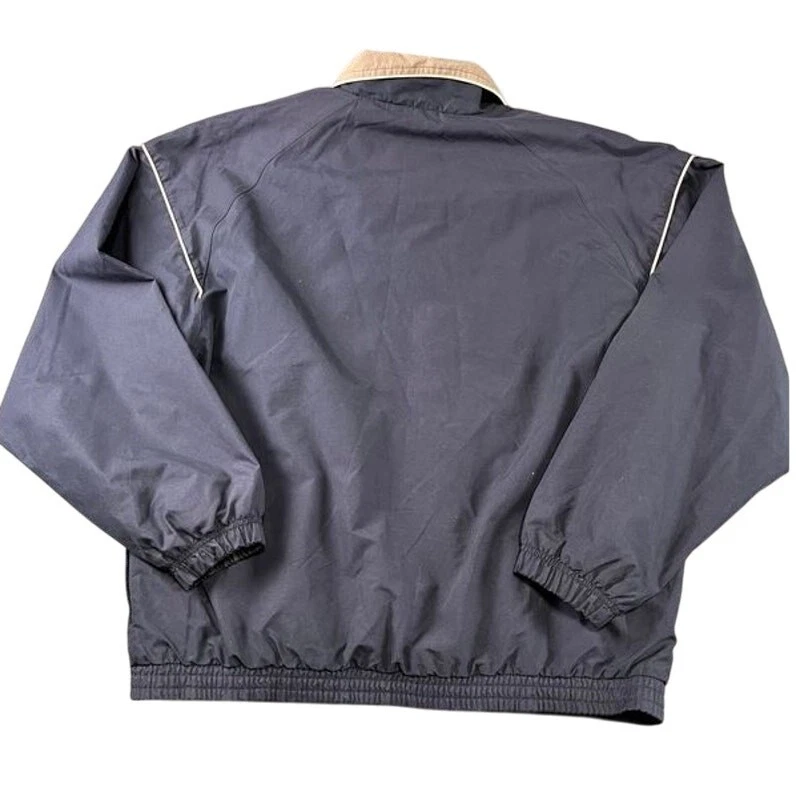 Weatherproof Windbreaker Jacket Large Navy Blue Tan Colorblock Full Zip 90s - Image 2 of 4