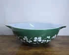 Pyrex JAJ Large Cinderella Bowl Vintage Shamrock Clover Leaf Green White 1960s