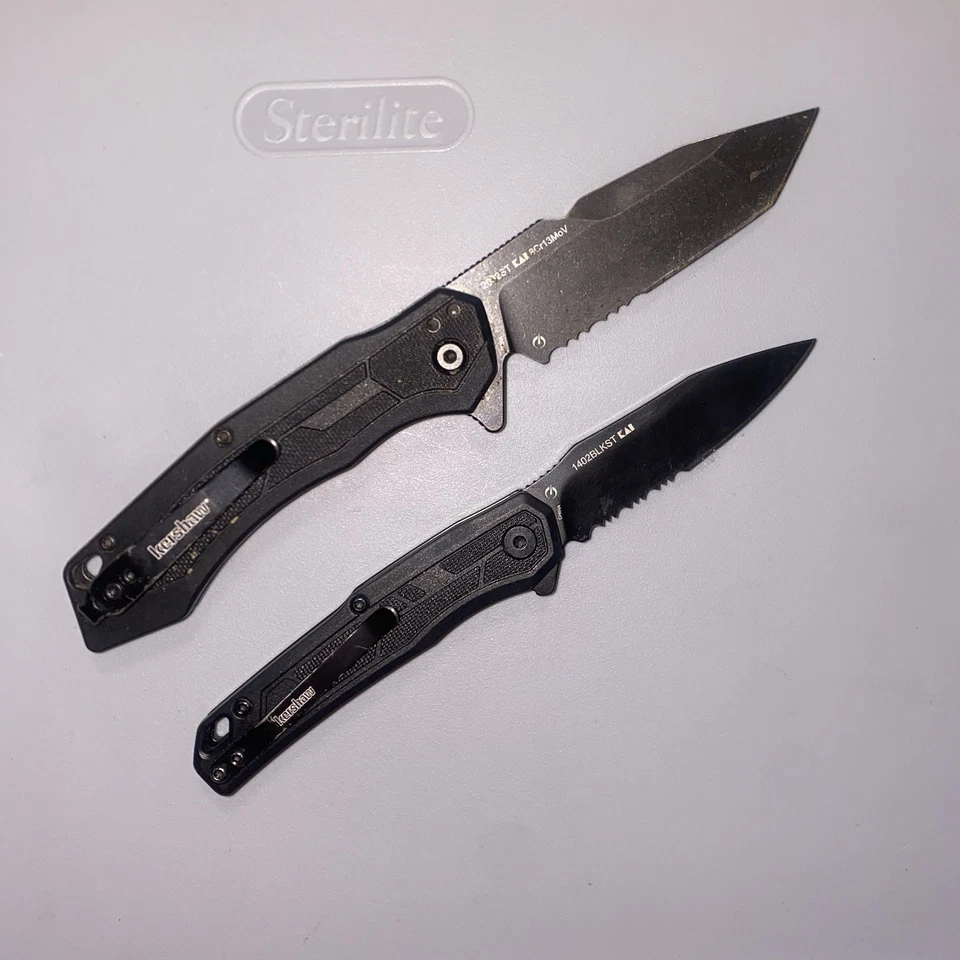 Lote de 2 cuchillos tácticos de apertura asistida Kershaw, bolsillo pequeño y mediano Foto 2 de 4