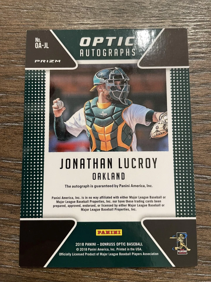 2018 Donruss Optic #OA-JL Jonathan Lucroy Optic Autographs - Image 2 of 2