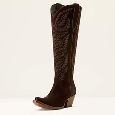 ARIAT WOMENS LARAMIE X TOE WESTERN SUEDE BOOTS - FRENCH ROAST SUEDE 63926
