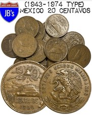 Mexico 20 Centavos Large Bronze Coin - Pyramid of the Sun - (1943-1974 Type)
