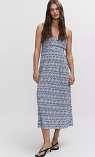 MANGO Polimo Dress in Blue UK 8/S  (fmn34-29)