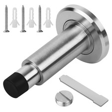 Adjustable Height Door Stopper,304 Stainless Steel Door Stop with Rubber Buff...