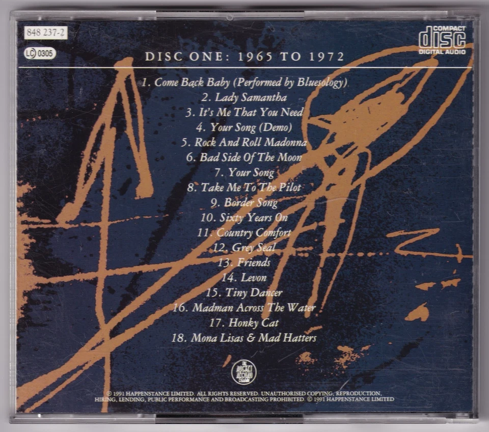 Elton John To Be Continued CD 1990 Disc 1 Only - Image 2 of 4