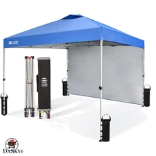 Spacious 10x10 Pop Up Canopy - UV-Resistant Tent with Side Wall for Camping