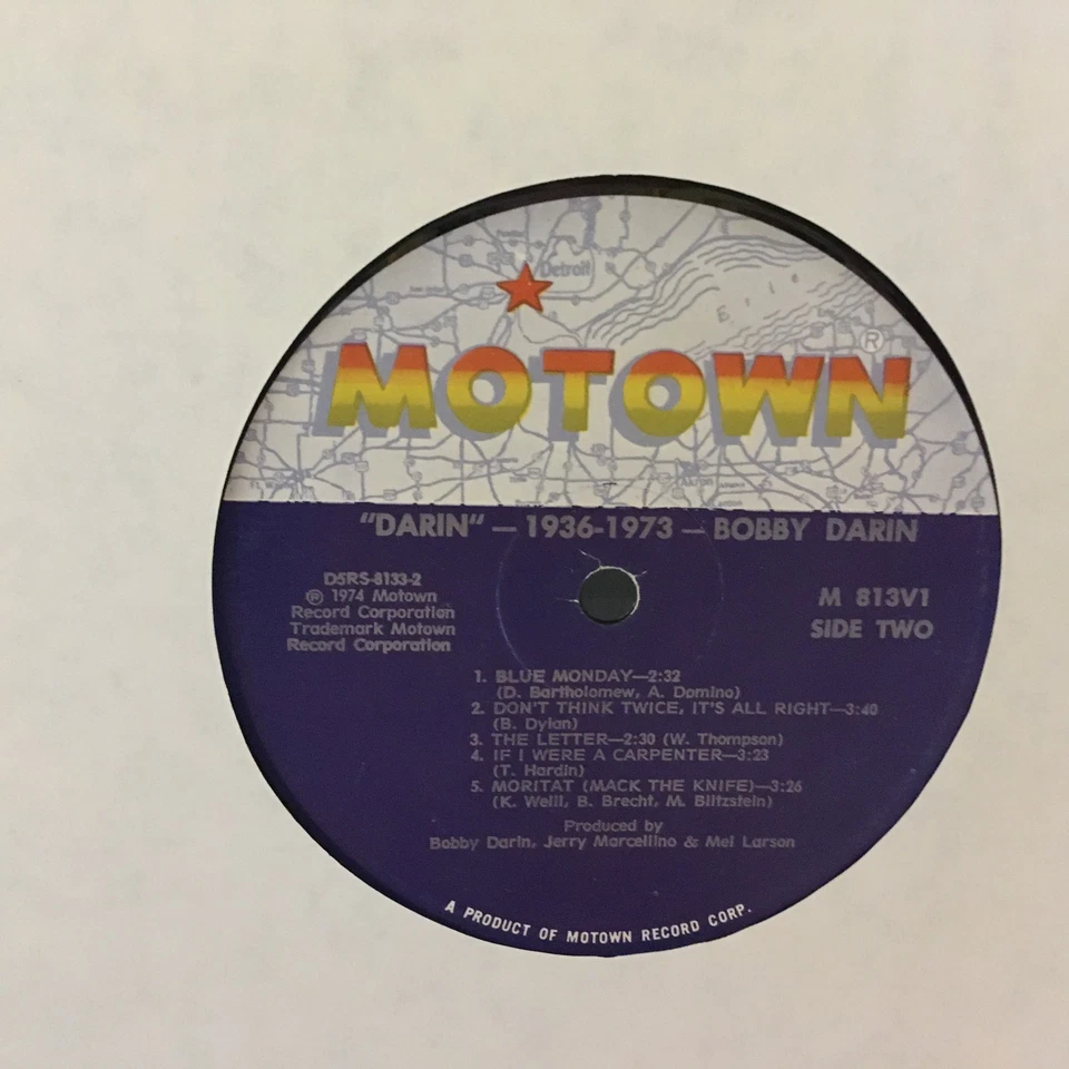 Bobby Darin 1936-1973 Record Album Vinyl LP Motown 813V1 - Image 4 of 4