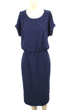by Anthropologie Dress S Navy Textured Minimal Classic