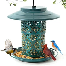 Bird Feeders for Outdoors Large Metal Green for Gardens and Backyards Ideal Gift