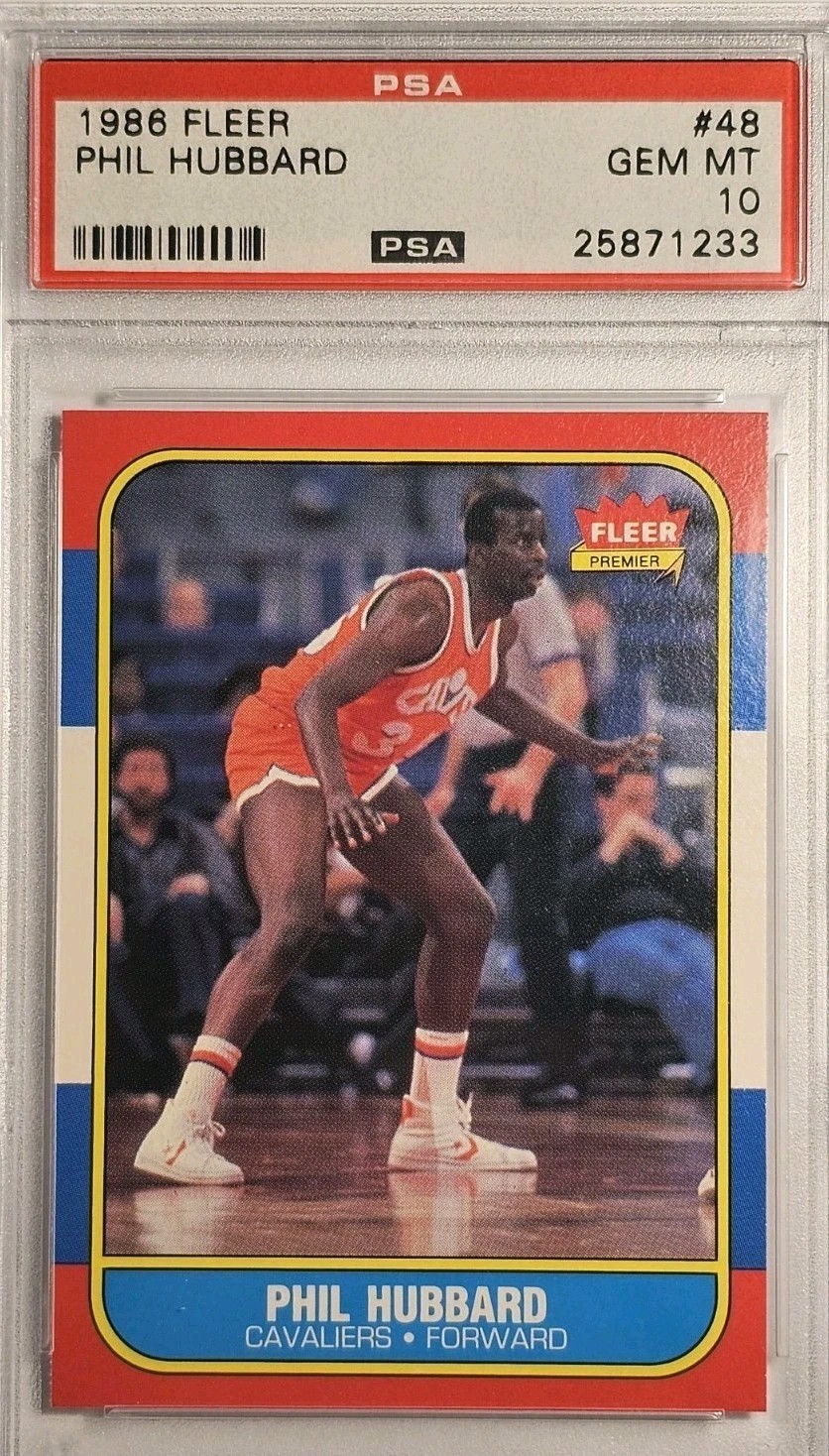 1986 Fleer PSA 10  #48-Phil Hubbard-Gem Mint-Cavaliers 50/50 Centering-Mint slab